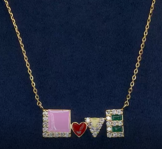 LOVE Diamond & Enamel Necklace