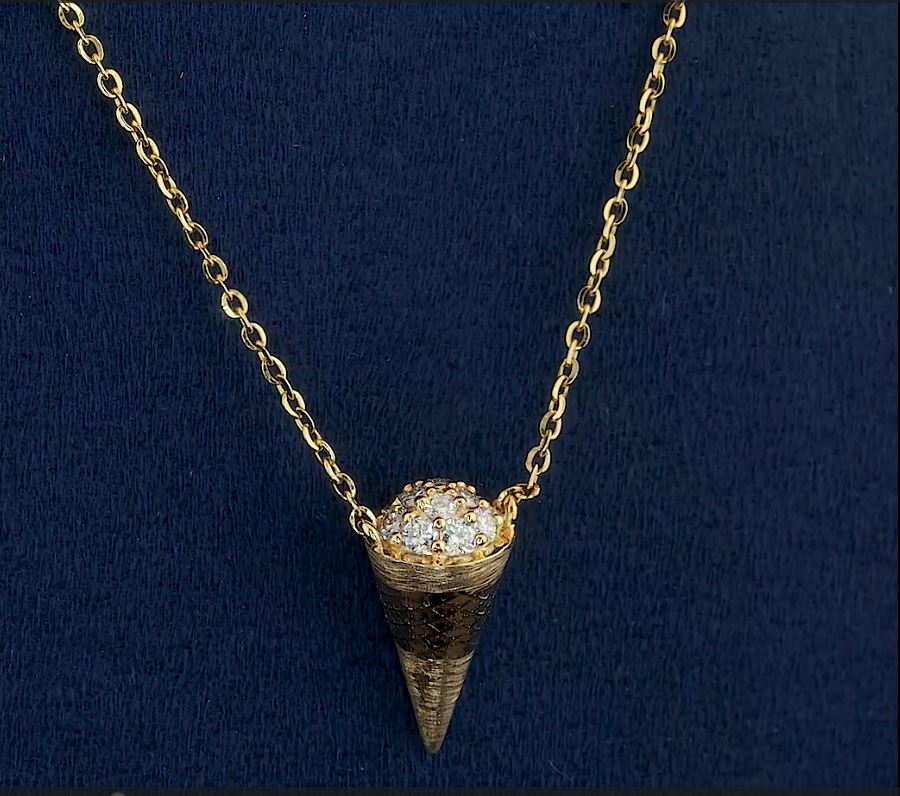 Diamond Ice Cream Cone Necklace