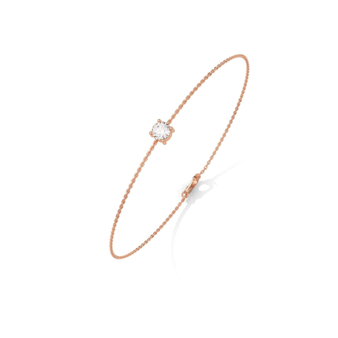 Solitaire Diamond Chain Rose Gold Bracelet  – Heera One