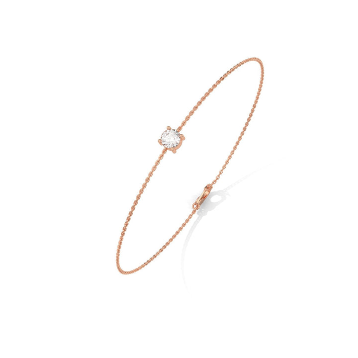 Solitaire Diamond Chain Rose Gold Bracelet  – Heera One