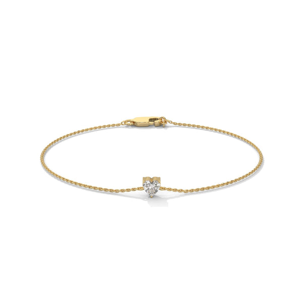 Heart Solitaire Diamond Chain Bracelet