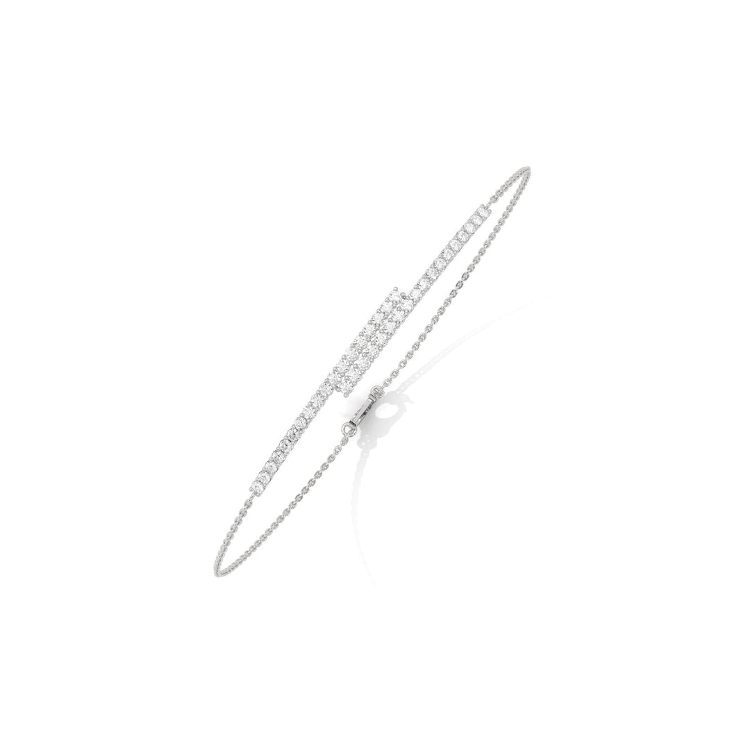 Shimmer Overlap Pave Diamond Silver Bracelet   – Heera One