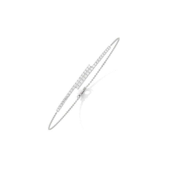 Shimmer Overlap Pave Diamond Silver Bracelet   – Heera One