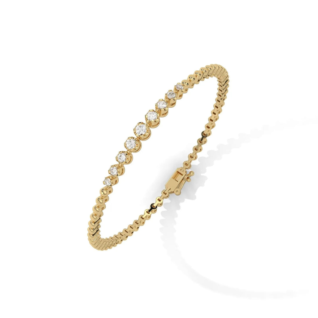 Beaded Diamond Bezel Bar Gold Bracelet – Heera One