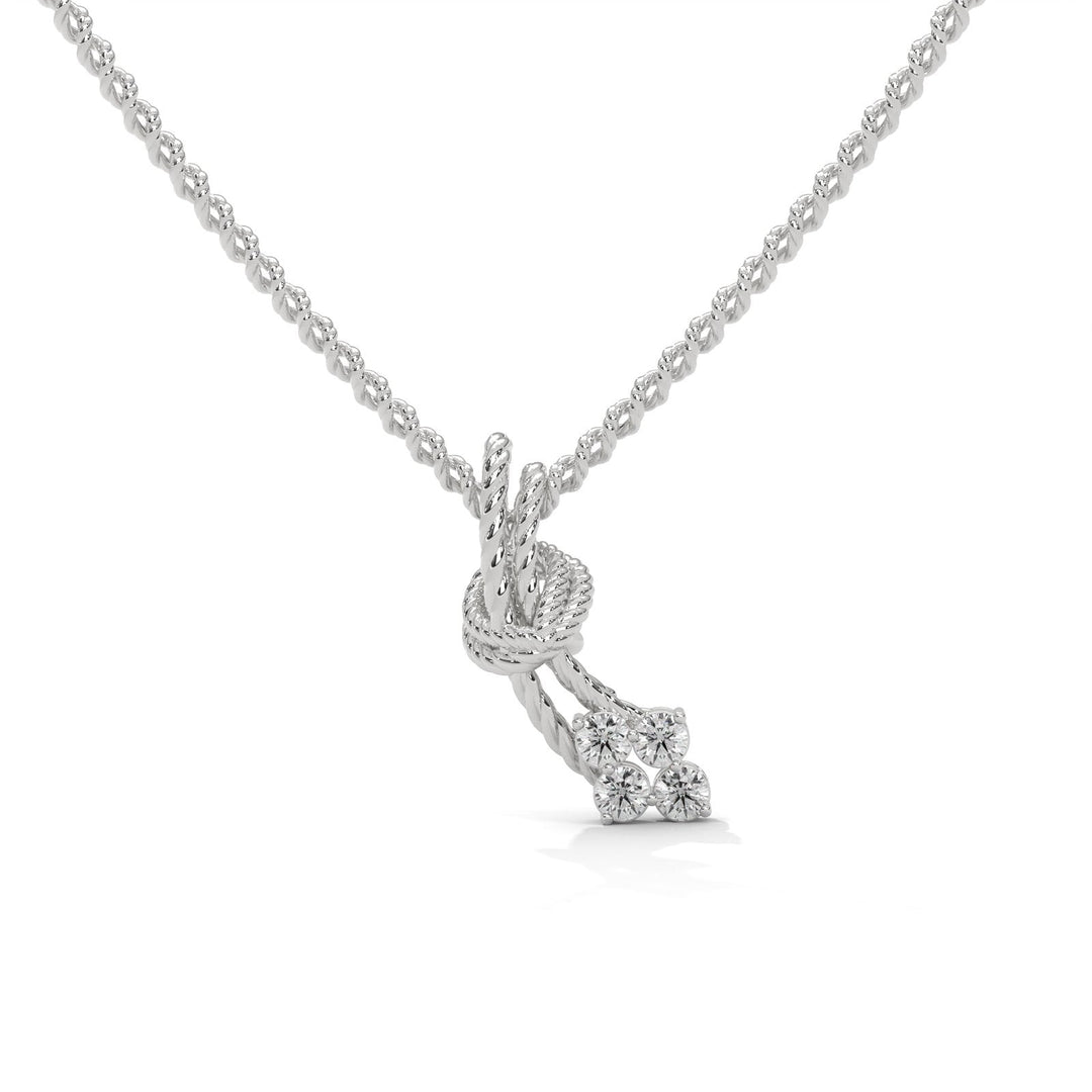 Sparkle Reef Knot Diamond Silver Necklace  – Heera One