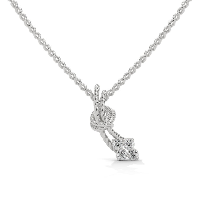 Sparkle Reef Knot Diamond Silver Necklace  – Heera One