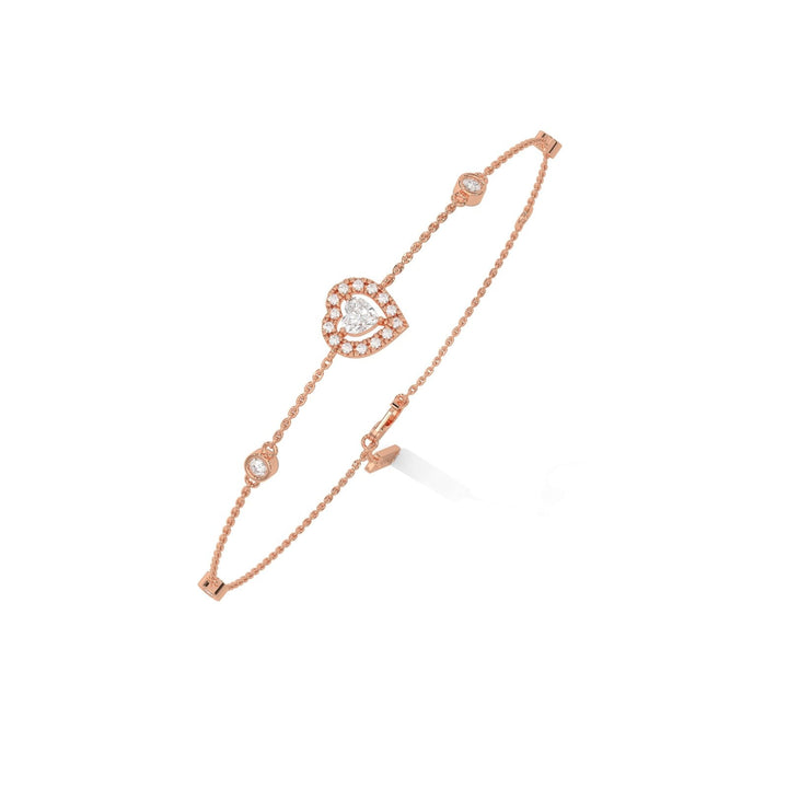 Heart Bezel Set Diamond Rose Gold Bracelet – Heera One