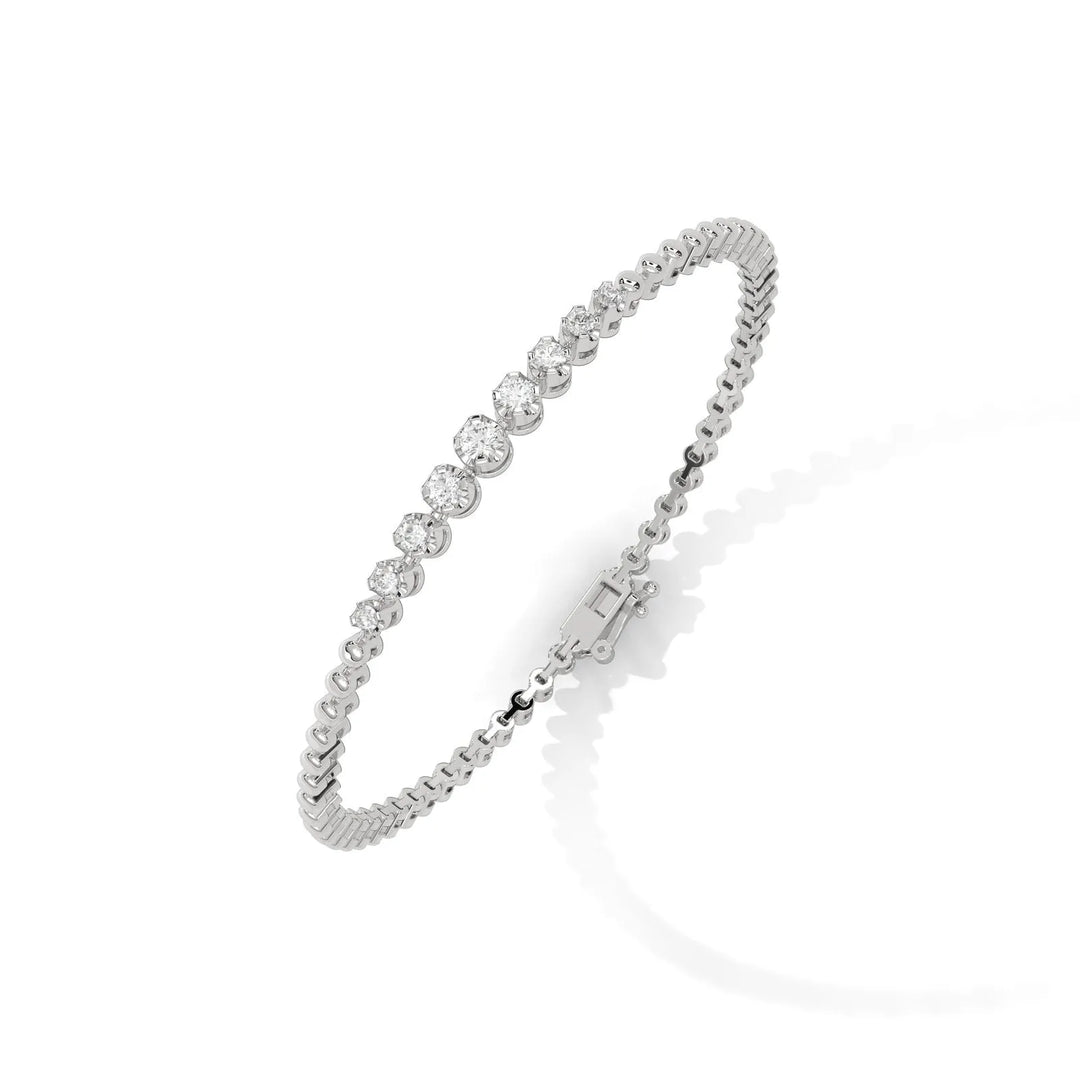 Beaded Diamond Bezel Bar Silver Bracelet – Heera One