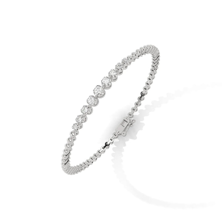 Beaded Diamond Bezel Bar Silver Bracelet – Heera One