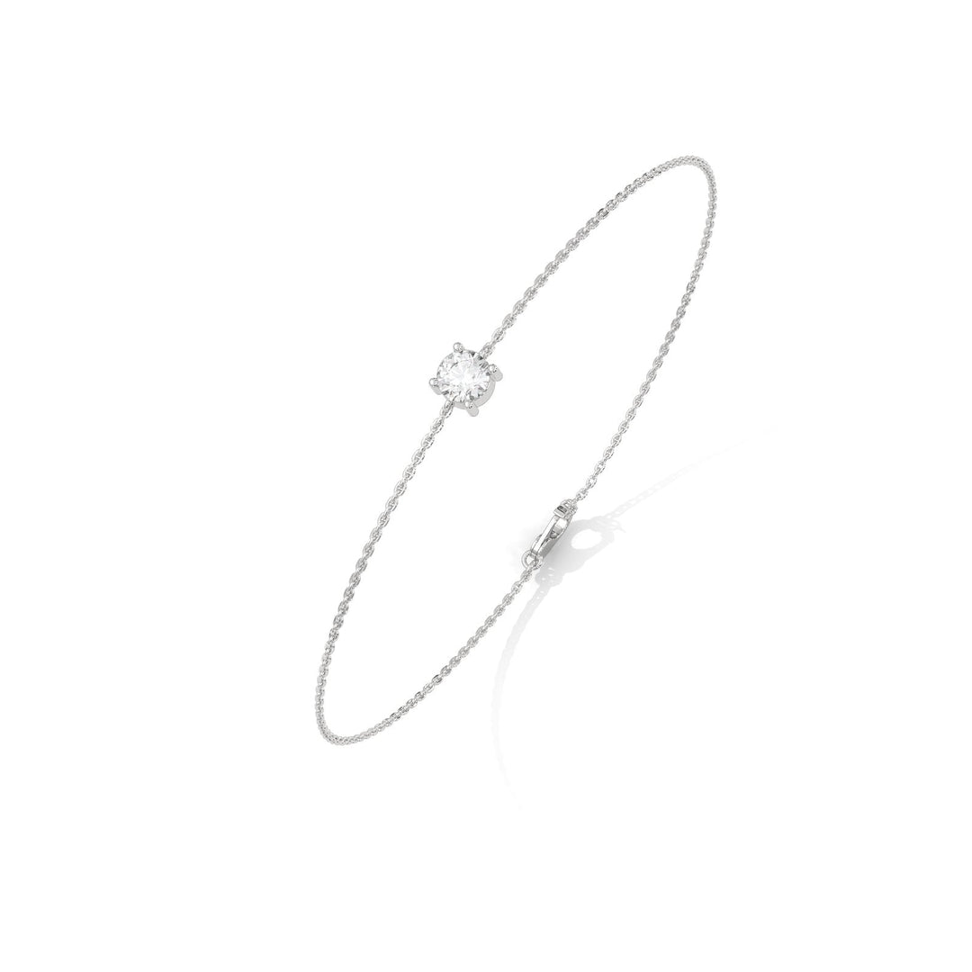 Solitaire Diamond Chain Silver Bracelet  – Heera One