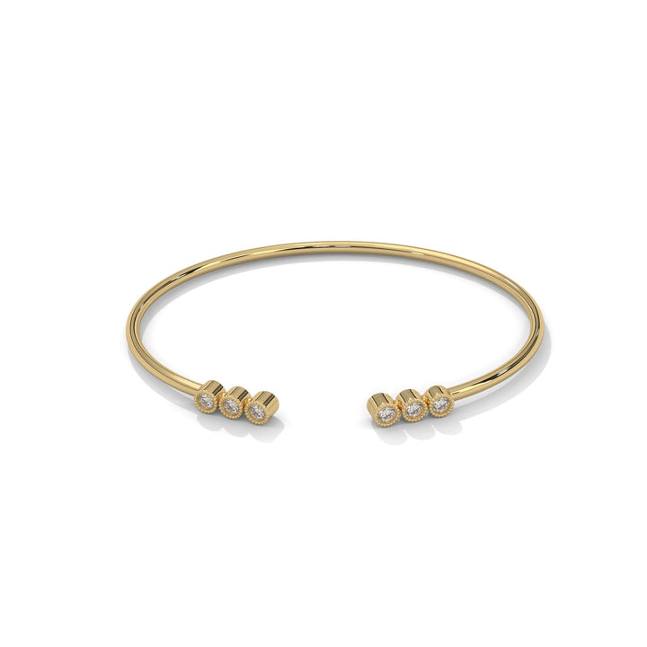 3 Diamond Bezel Bar Cuff Bracelet