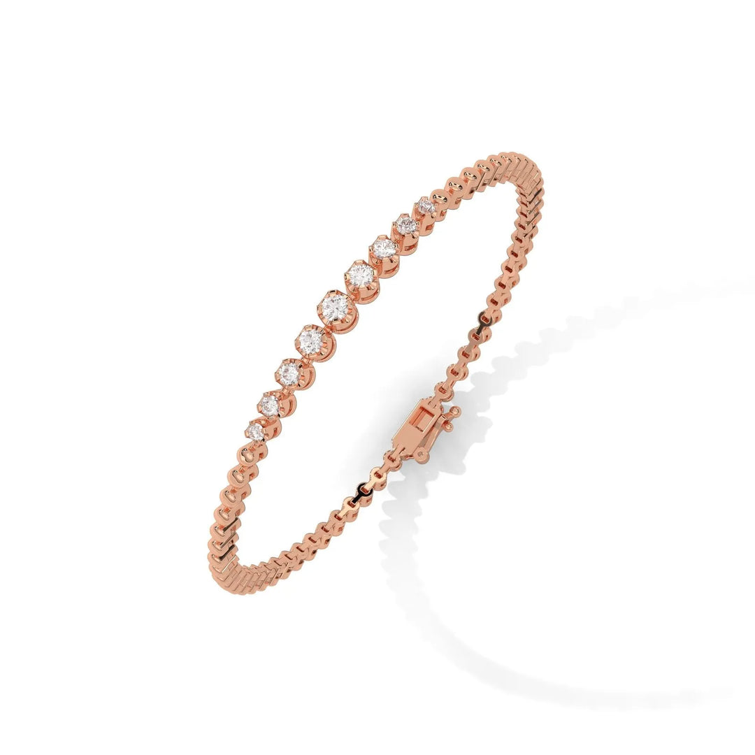 Beaded Diamond Bezel Bar Rose Gold Bracelet – Heera One