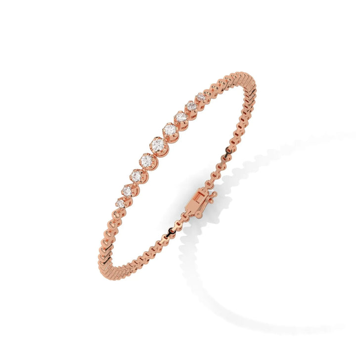 Beaded Diamond Bezel Bar Rose Gold Bracelet – Heera One