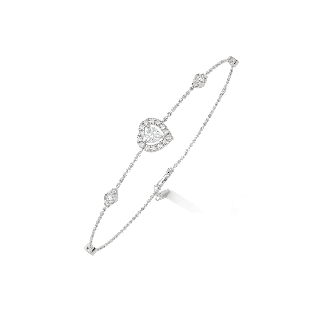 Heart Bezel Set Diamond Silver Bracelet – Heera One