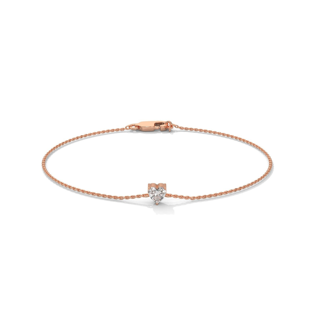 Heart Solitaire Diamond Chain Bracelet