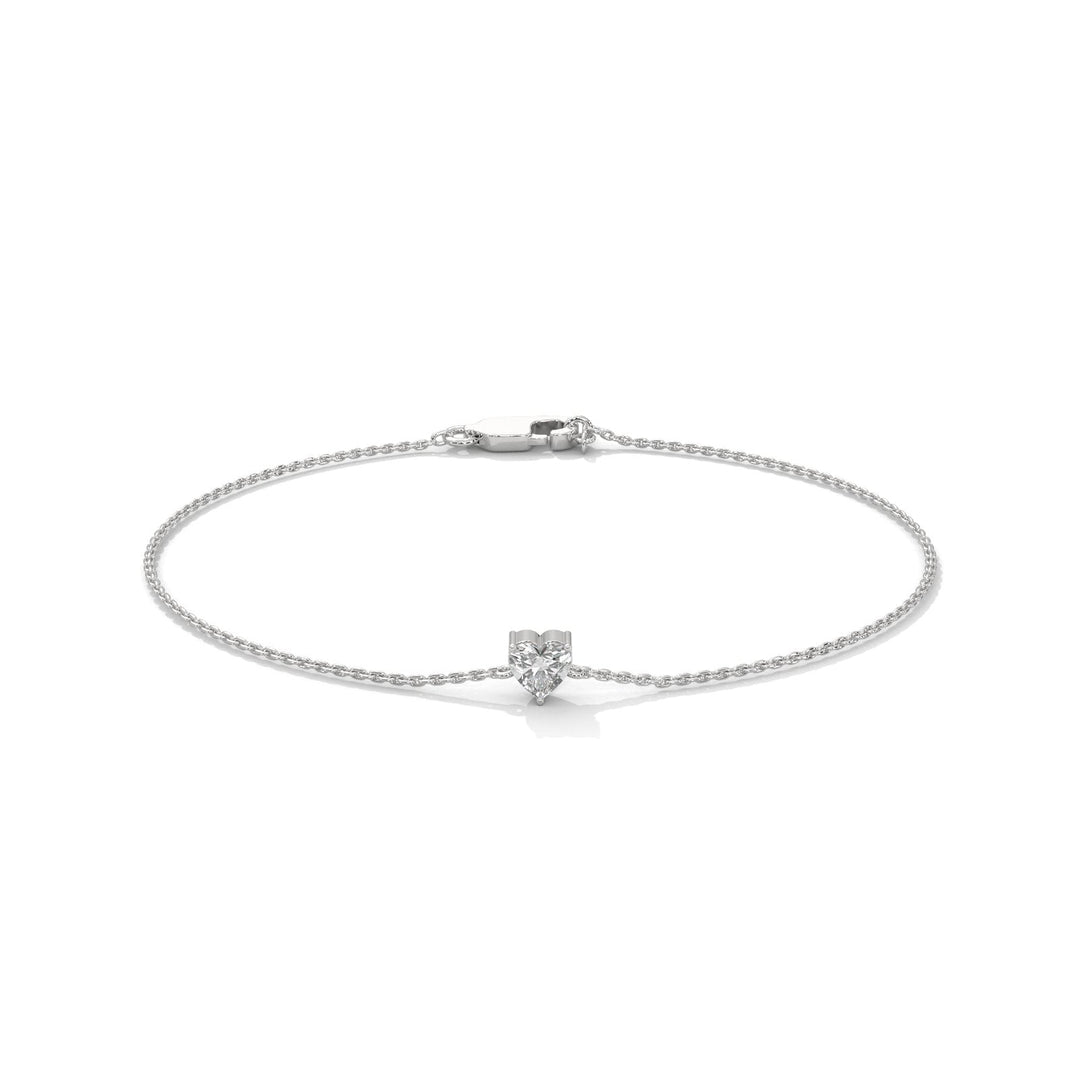 Heart Solitaire Diamond Chain Bracelet