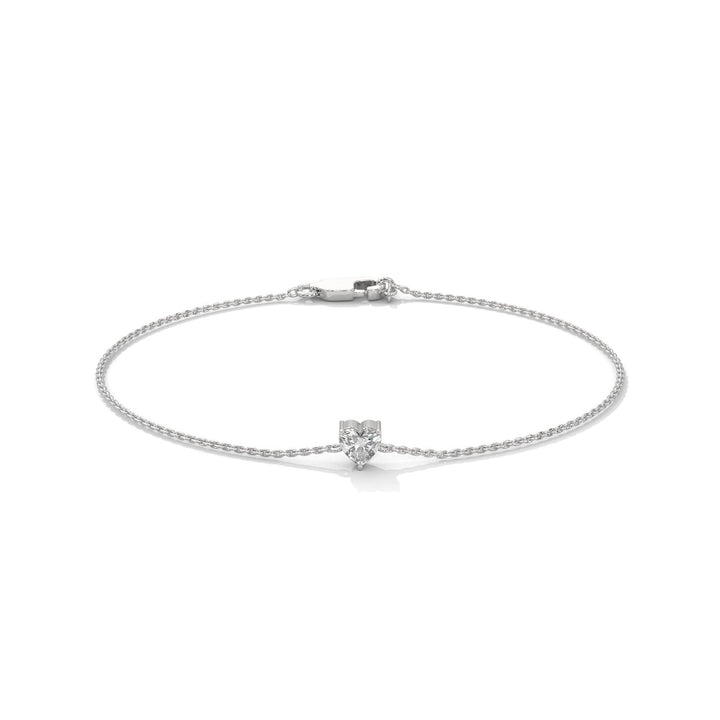 Heart Solitaire Diamond Chain Bracelet