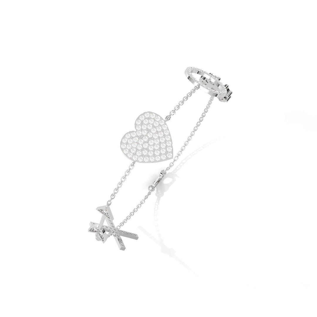 Multi Motif Diamond Silver Bracelet  – Heera One
