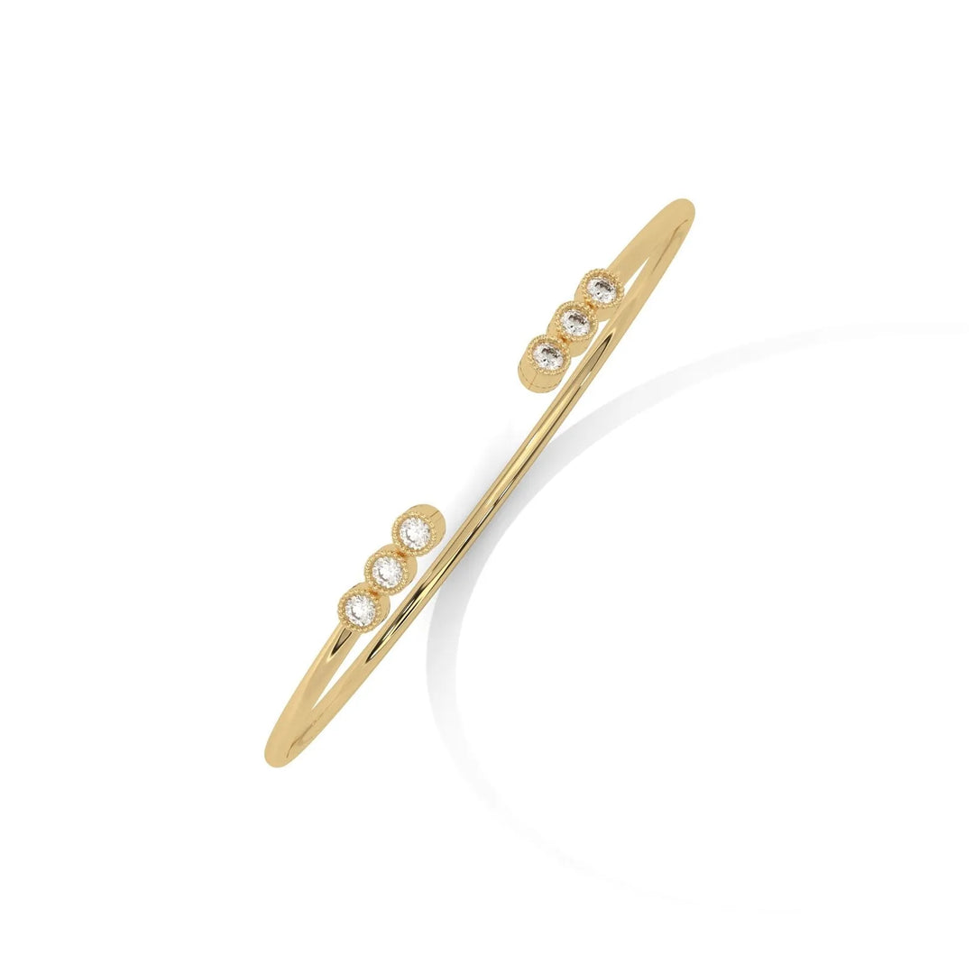 3 Diamond Bezel Bar Cuff Gold Bracelet  – Heera One