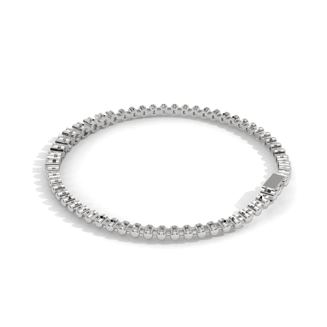 Classy Beaded Diamond Bezel Bar Silver Bracelet – Heera One