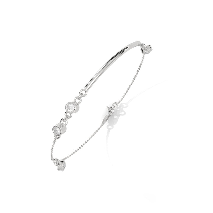 Diamond Bezel Station Silver Bracelet  – Heera One