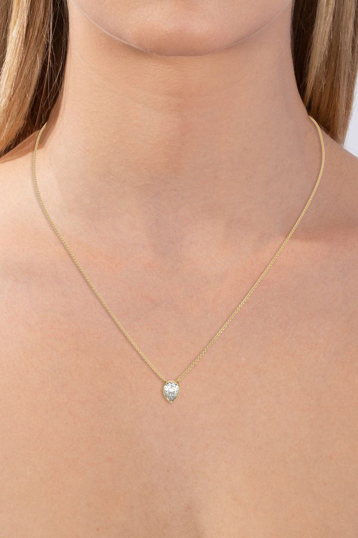 PEAR BEZEL SET NECKLACE