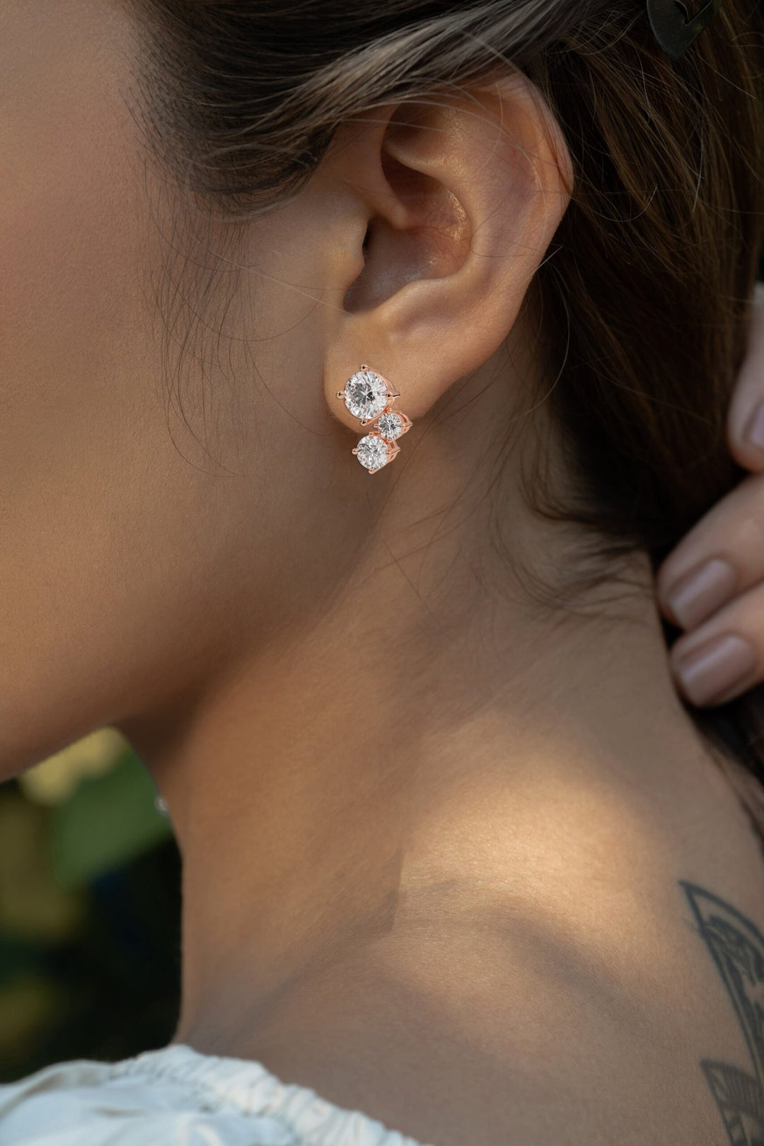 Diamond Three stone climber earrings