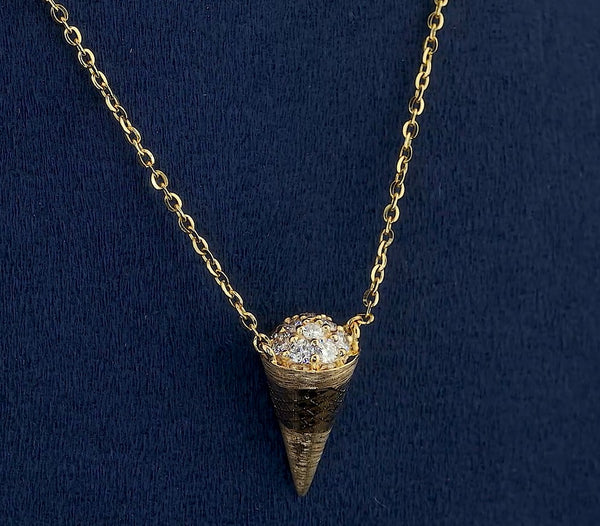 Diamond Ice Cream Cone Necklace