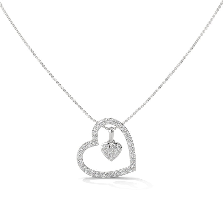 Glitter HEART WITHIN THE HEART SILVER  NECKLACE   – Heera One