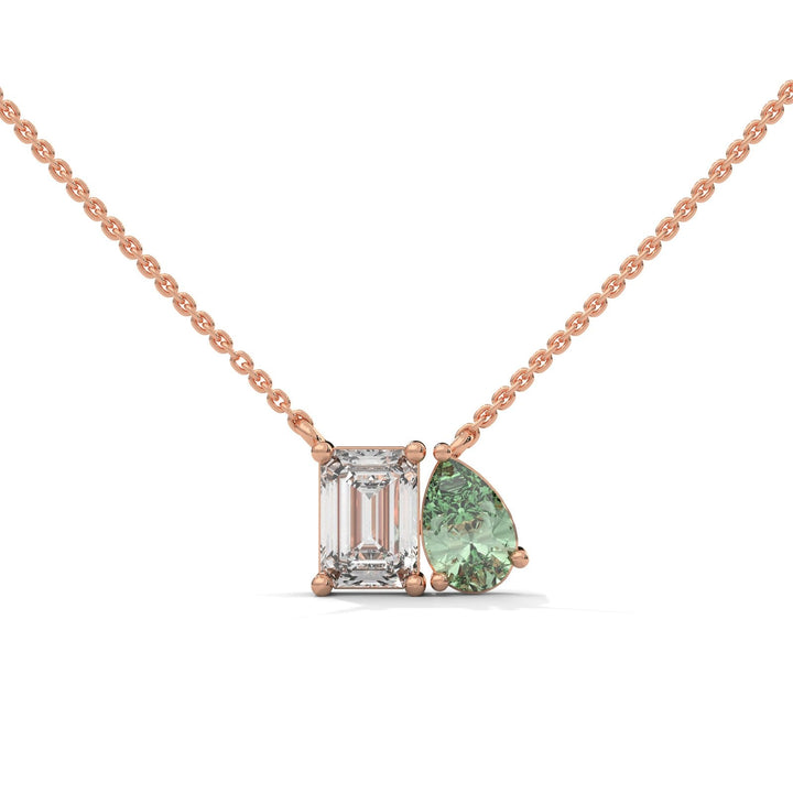Toi-et-Moi Peridot Rose Gold Necklace – Heera One
