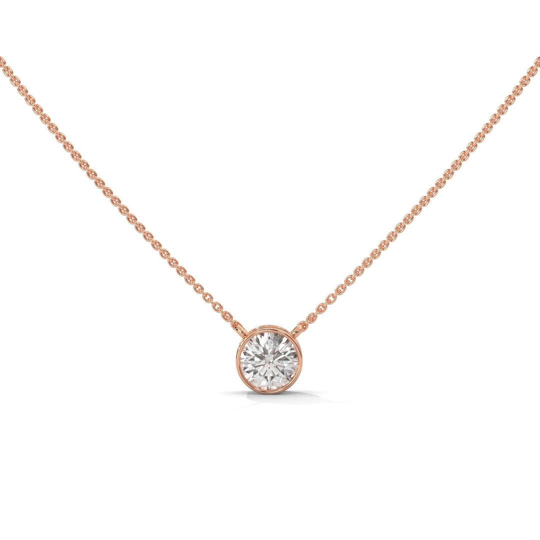 ROUND BEZEL SET ROSE GOLD NECKLACE – Heera One