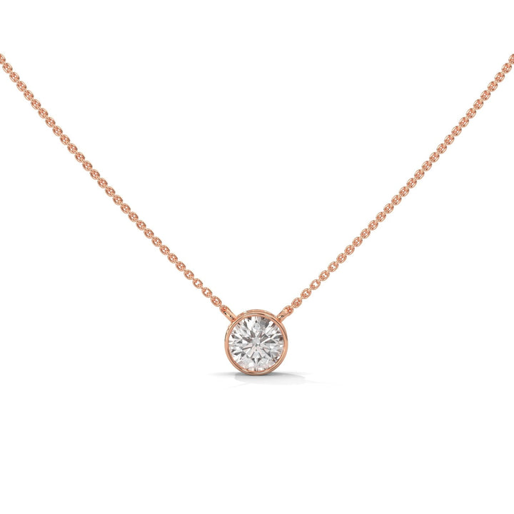 ROUND BEZEL SET ROSE GOLD NECKLACE – Heera One