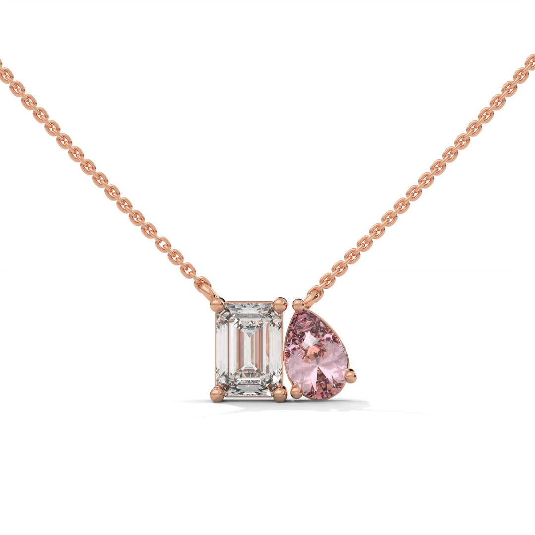 Rose Gold Toi-et-Moi Rose Necklace  – Heera One