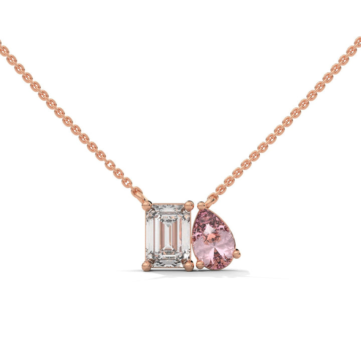 Rose Gold Toi-et-Moi Rose Necklace  – Heera One