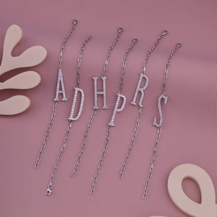 Elongated Alphabets Diamond Bracelet