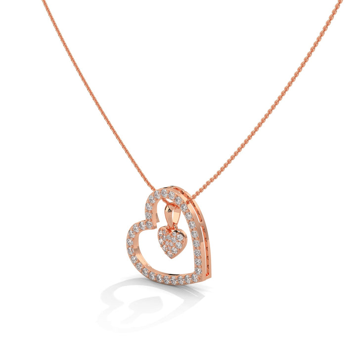 HEART WITHIN THE HEART ROSE GOLD NECKLACE   – Heera One