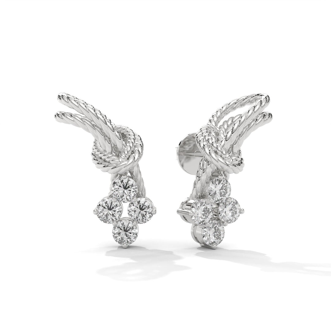 Reef Knot Diamond Silver Earrings  – Heera One