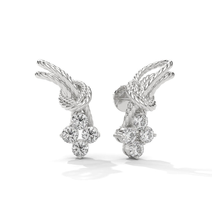 Reef Knot Diamond Silver Earrings  – Heera One