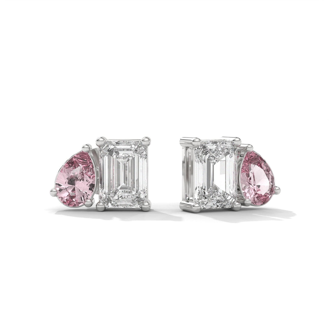 Silver Toi-et-Moi Rose Earrings  – Heera One
