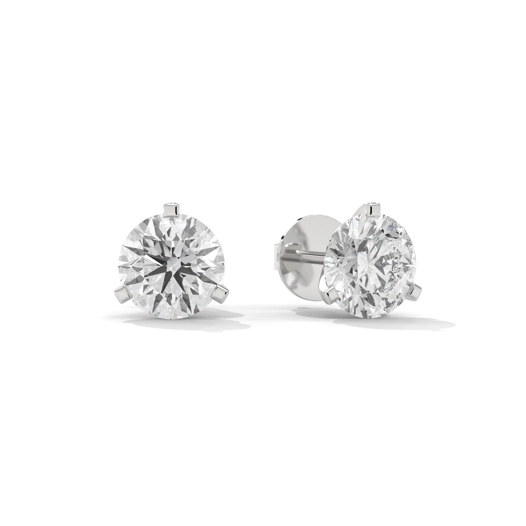 Three-Prongs Diamond Silver Studs – Heera One