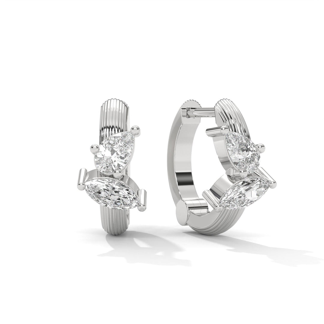 Pear- Marquise Huggie Silver Earrings   – Heera One