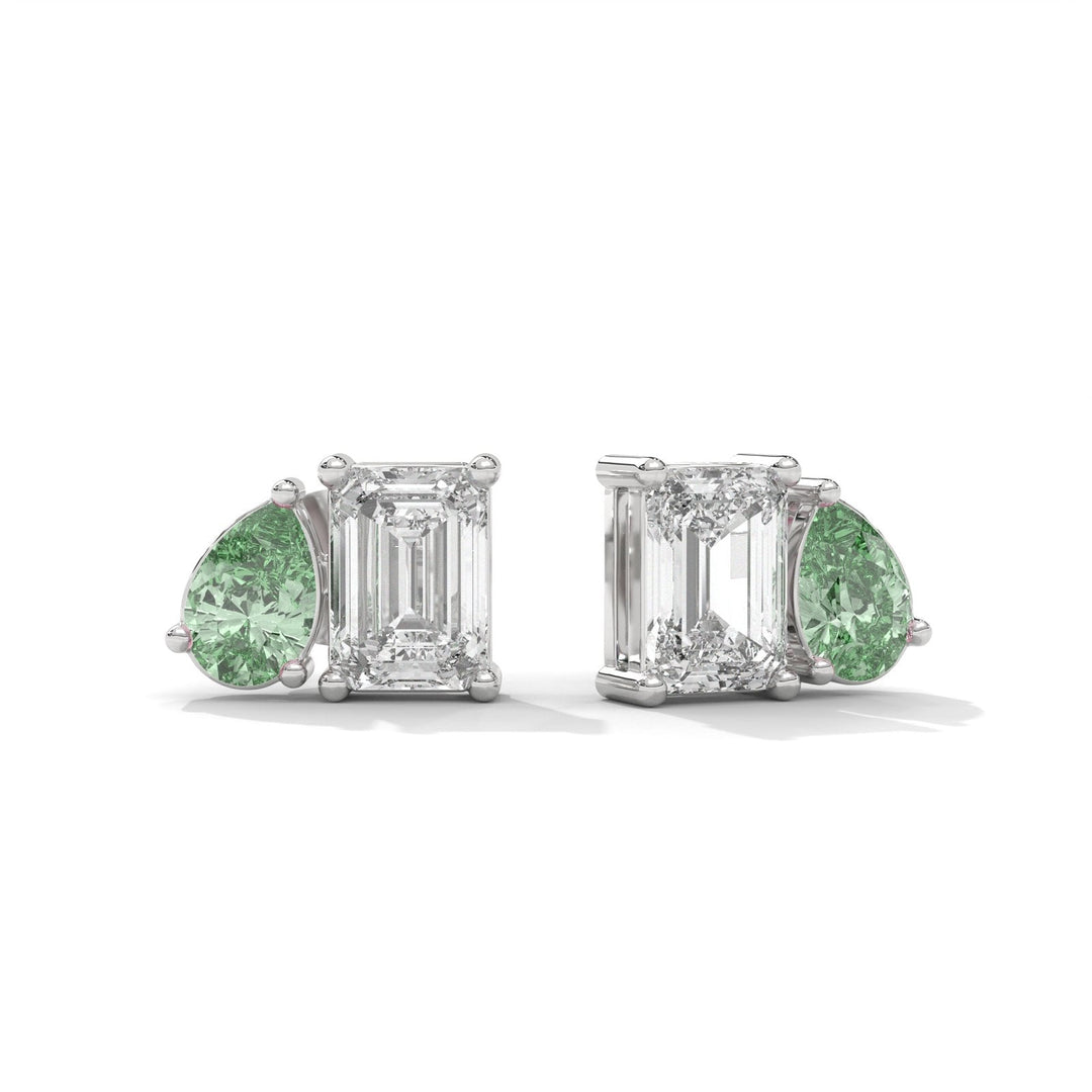 Toi-et-Moi Peridot Silver Earrings  – Heera One
