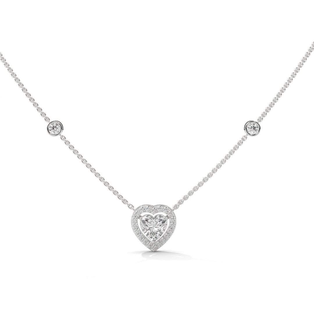 HEART SOLITAIRE WITH STATION DIAMOND NECKLACE