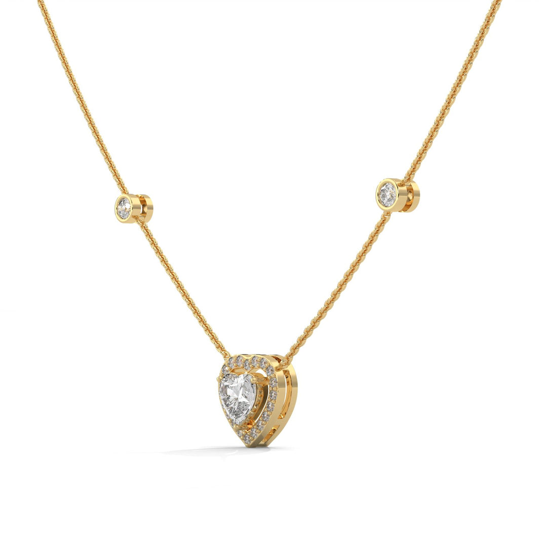 HEART SOLITAIRE WITH STATION DIAMOND NECKLACE