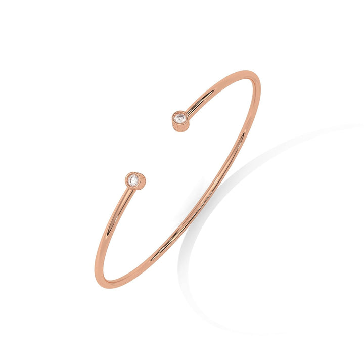 Double Diamond Bezel Cuff Rose Gold Bracelet  – Heera One