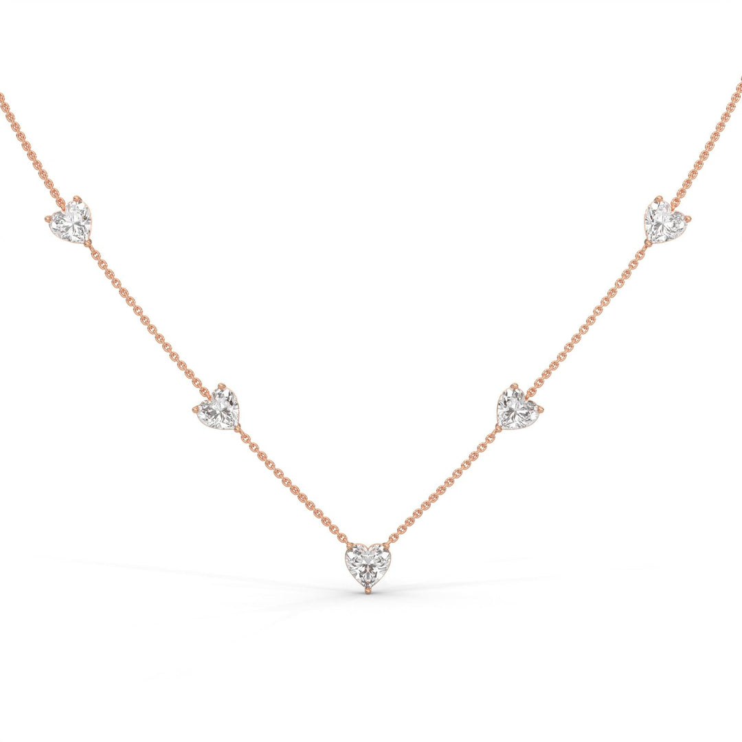FIVE HEART CHARM ROSE GOLD NECKLACE  – Heera One