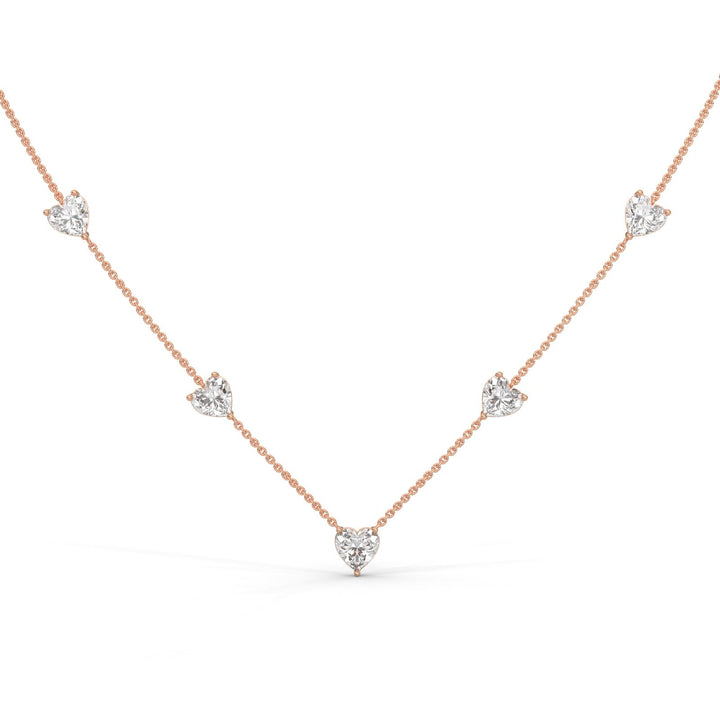 FIVE HEART CHARM ROSE GOLD NECKLACE  – Heera One