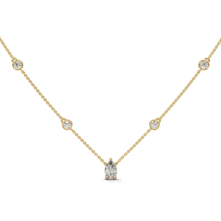 PEAR SOLITARIE WITH STATION NECKLACE