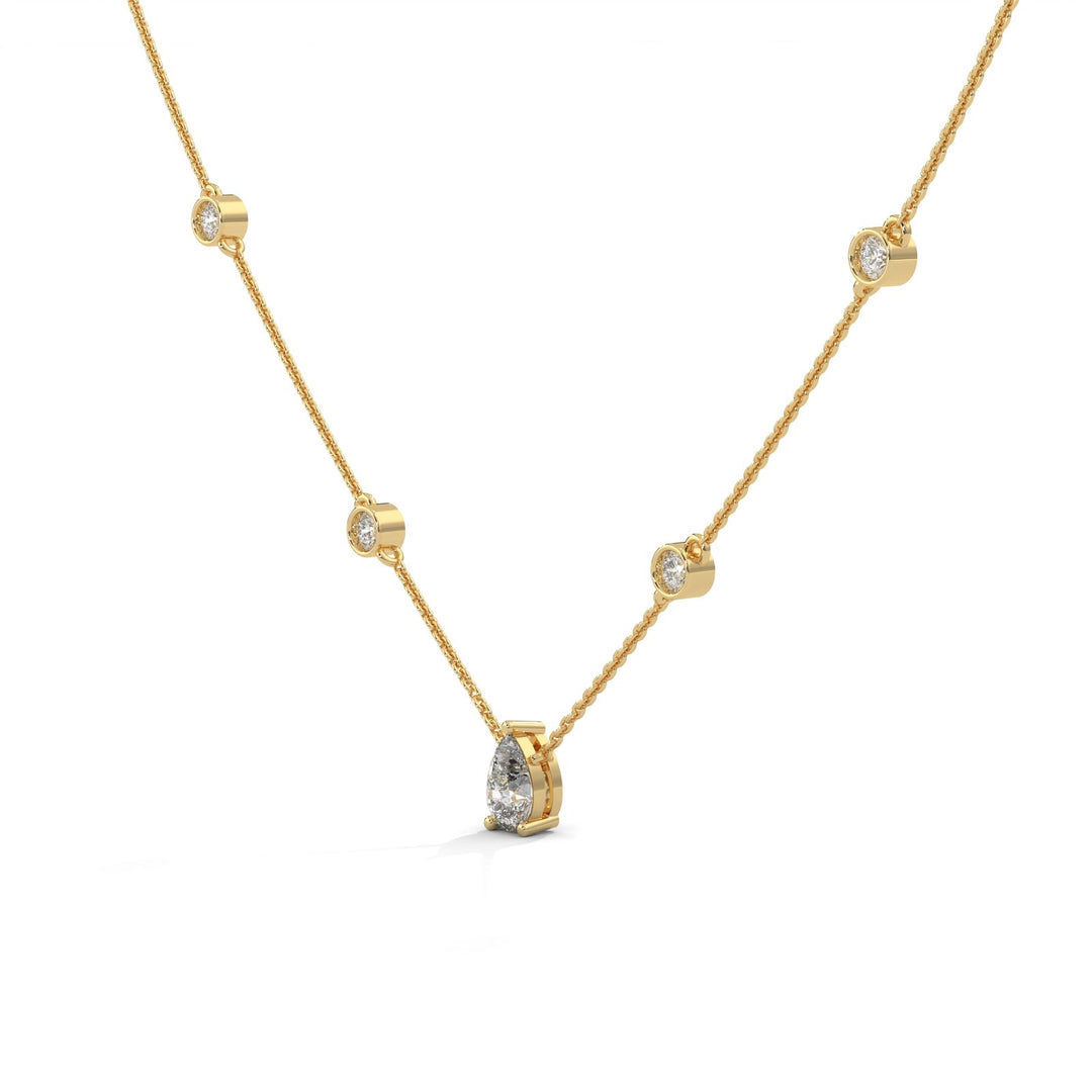 PEAR SOLITARIE WITH STATION NECKLACE