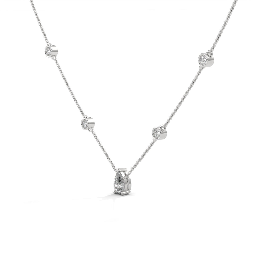 PEAR SOLITARIE WITH STATION NECKLACE